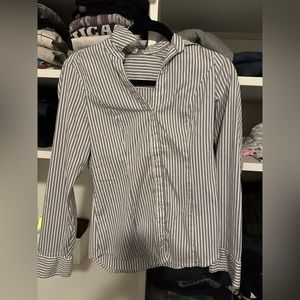 Never worn blue and white striped Express dress shirt